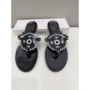 Jack Rogers Jelly Sandals Size 8 Black Wihte Comfy Stylish Tropical